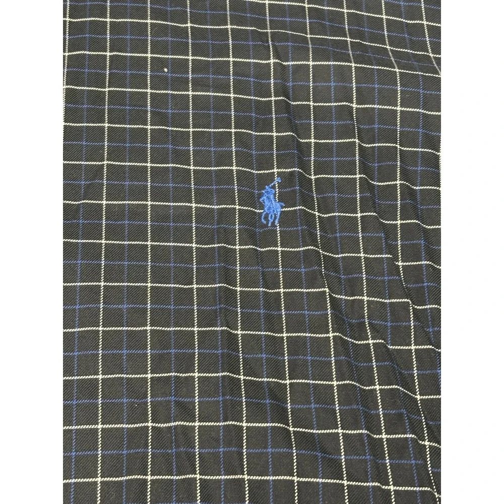 Ralph Lauren Mens 2XLT Tall Classic Fit Button Down Shirt Navy‎ Blue Grid Check